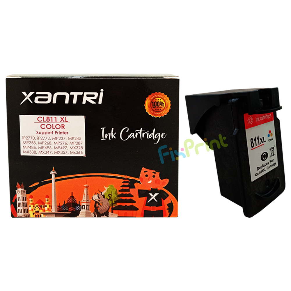 Cartridge Xantri Can CL811XL Color Chip, Cartridge Printer Can iP2770 iP2772 MP237 MP245 MP258 MP268 MP276 MP287 MP486 MP496 MP497 MX328 MX338 MX347 MX357 MX366 MX416 MX426 