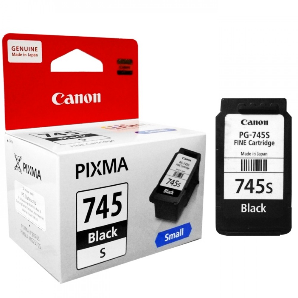 Cartridge Tinta Original Canon Small PG745S PG-745S PG 745 Small Black, Cartridge Printer Canon TR4570S TS207 TS307 iP2870 iP2870S iP2872 MG2470 MG2570 MG2570S MG2577S MG2970 MG3070 MG3070S MG3077 MG3077S MX497 Original