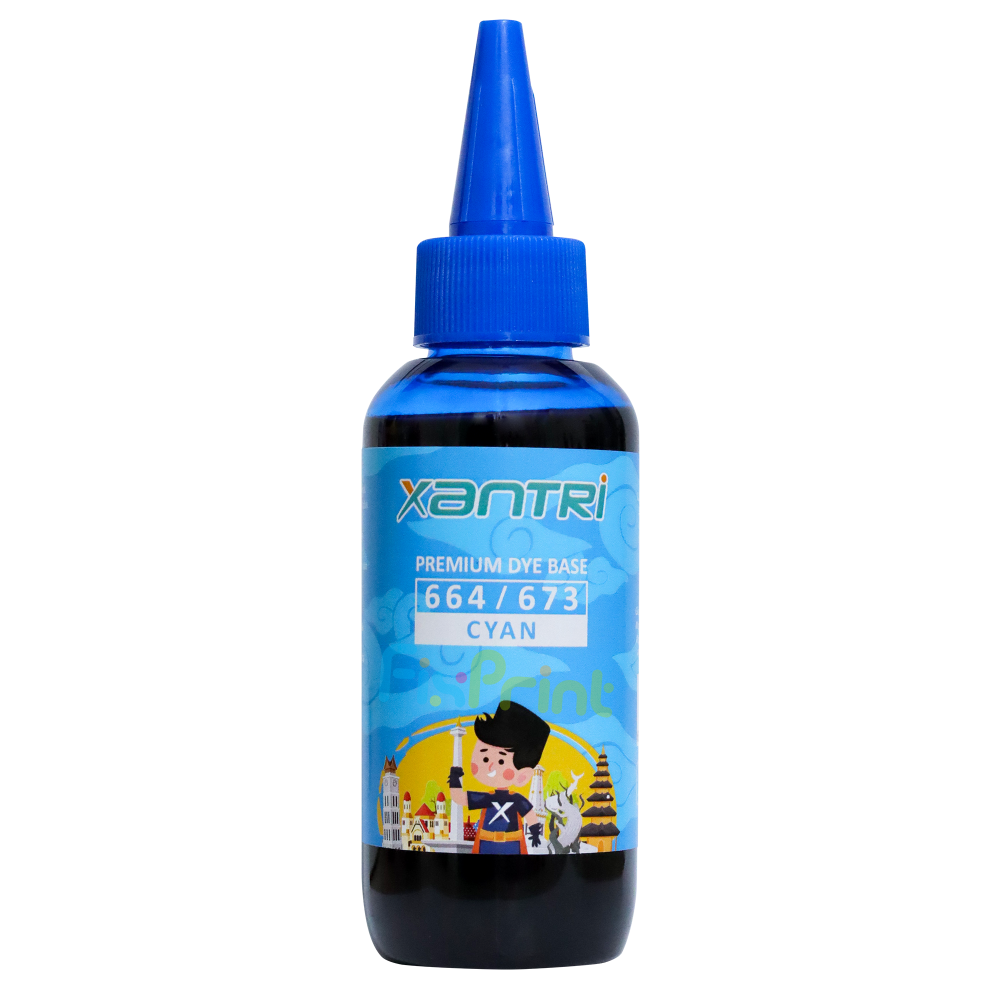 Tinta Xantri 664/673 Cyan 100ml, Printer EP L110 L120 L210 L220 L300 L310 L350 L355 L360 L365 L380 L405 L455 L485 L550 L555 L565 L100 L200