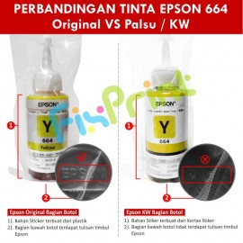 Tinta Refill Epson Original Ori 664 t6644 Yellow 70ml, , Printer L110 L120 L210 L220 L300 L310 L350 L355 L360 L365 L380 L405 L455 L485 L550 L555 L565 L100 L200